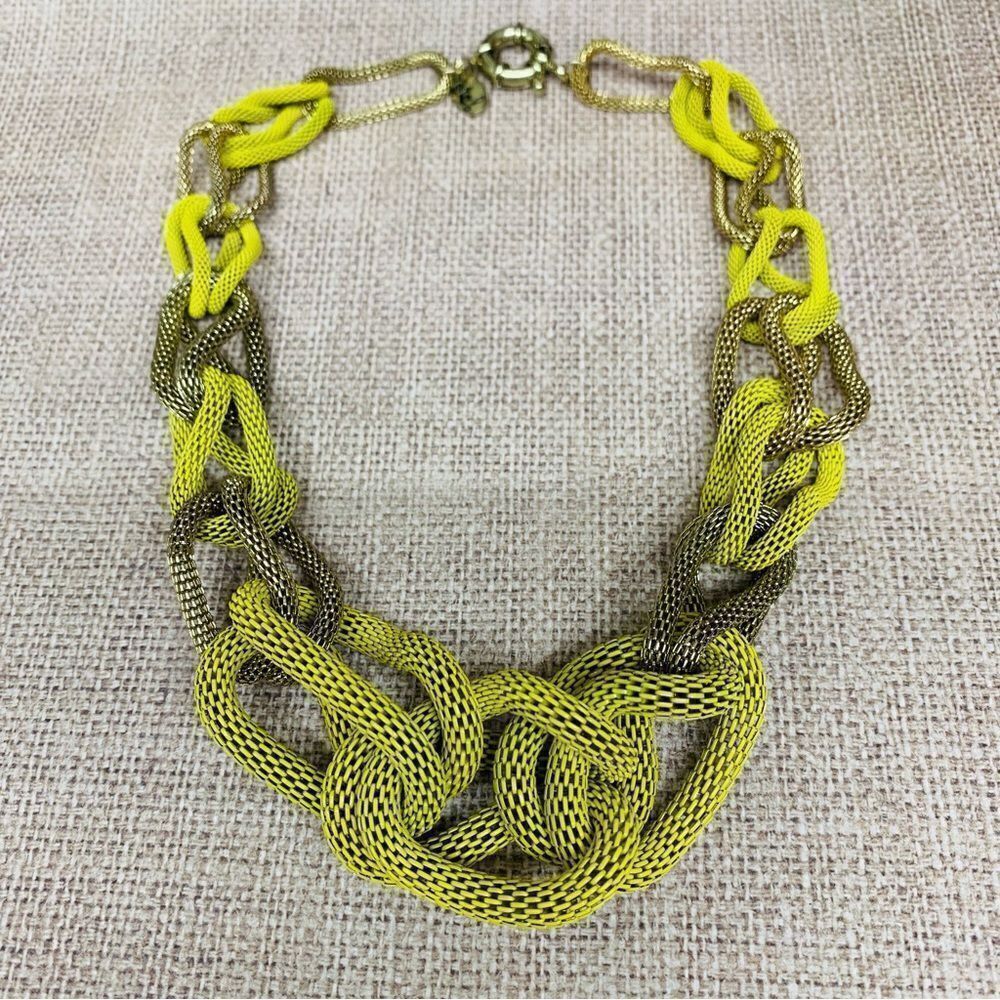 Etc! Chunky Gold And‎ Yellow Mesh Link Necklace